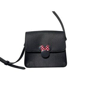 Disney Minnie Mouse Black Crossbody Purse Bag Adjustable‎ Strap & Red Polka Dot